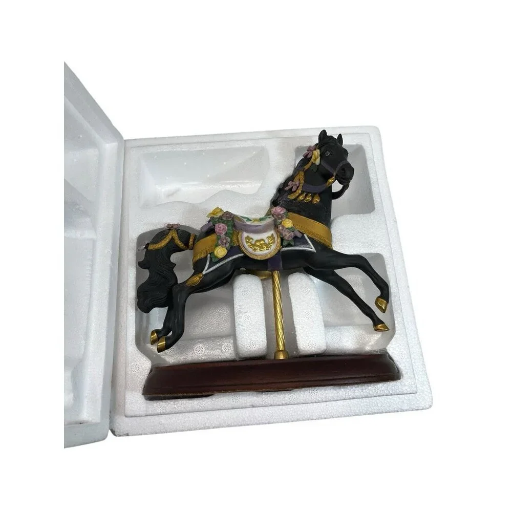NEW LENOX Porcelain Carousel Horse 24K Gold Black Beauty Midnight Charger 1993
